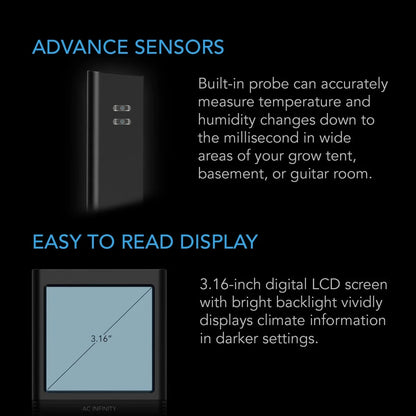 AC Infinity - Cloudcom B2, Smart Thermo-Hygrometer With Data APP, Integrated Sensor Probe