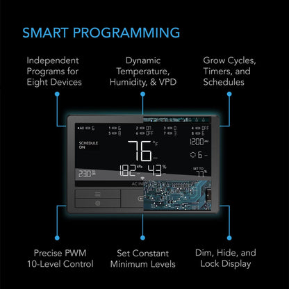 AC Infinity - Controller 69 Pro+ Independent programs for Eight Devices, Dynamic VPD, Temperature, Humidity, Scheduling, Cycles Wifi and Bluetooth