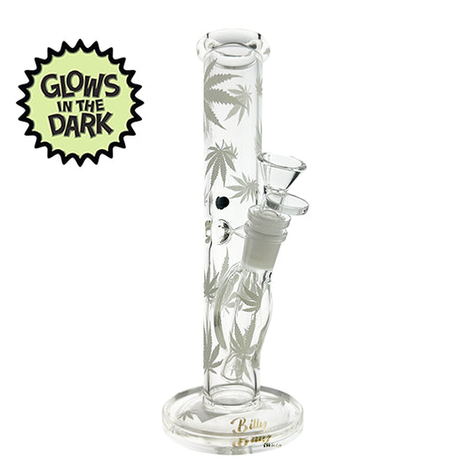 BILLY MATE Glow-In-The-Dark Straight Didgeridoo Leaf Glass Bong