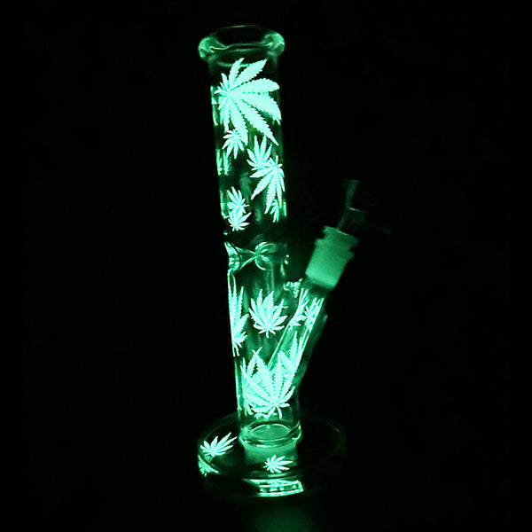 BILLY MATE Glow-In-The-Dark Straight Didgeridoo Leaf Glass Bong