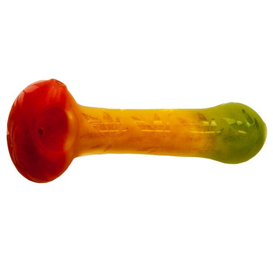 Frosted Rasta Marijuana Leaf Glass Pipe – 12cm