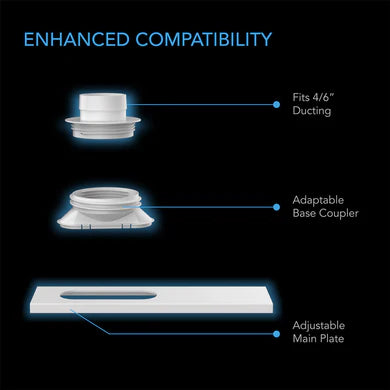 AC Infinity - Window Duct Kit, Adjustable Vent Port For Inline Fans