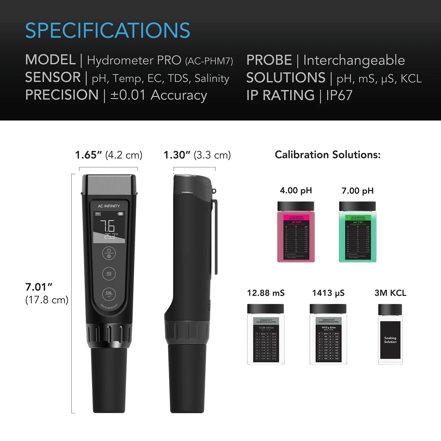 AC Infinity - Hydroponic Meter Pro Kit, ALL-IN-ONE PH PEN