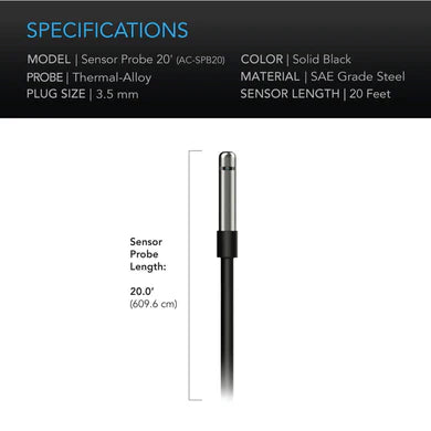 AC Infinity - Controller Sensor Probe, 20' (6.09 M) Corded Climate Detector