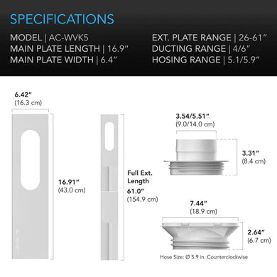 AC Infinity - Window Duct Kit, Adjustable Vent Port For Inline Fans