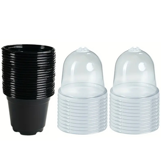 Plastic Propagation Pot w/ Moisture Dome (Black)