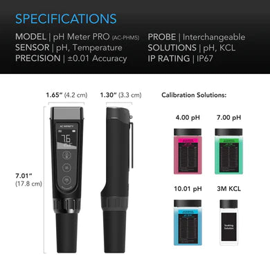 AC Infinity - PH Meter Pro Kit, Interchangeable Probe